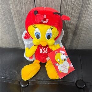 Vintage Looney Tunes Luv Bug Tweety Bird Beanie Plush Stuffed Toy With Tag